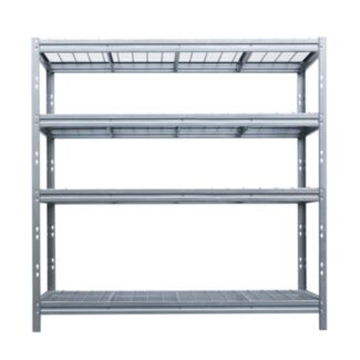 Regał metalowy BULLRACK RIVET, 200x180x60cm, z 4 półkami z siatki stalowej, ocynkowany